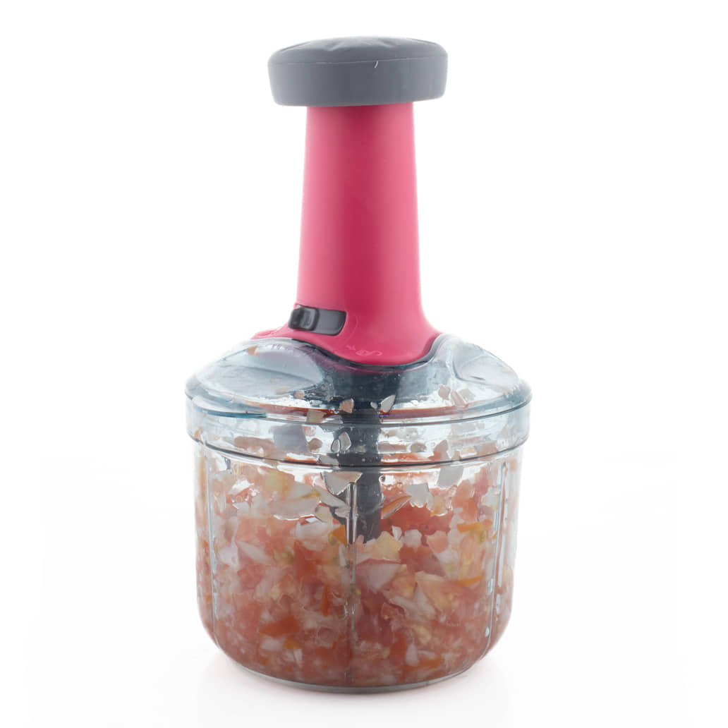 MAGICSPOON Vegetable Cutter Pink Plastic Mannual Chopper 925 ml ( Pack of 1 )