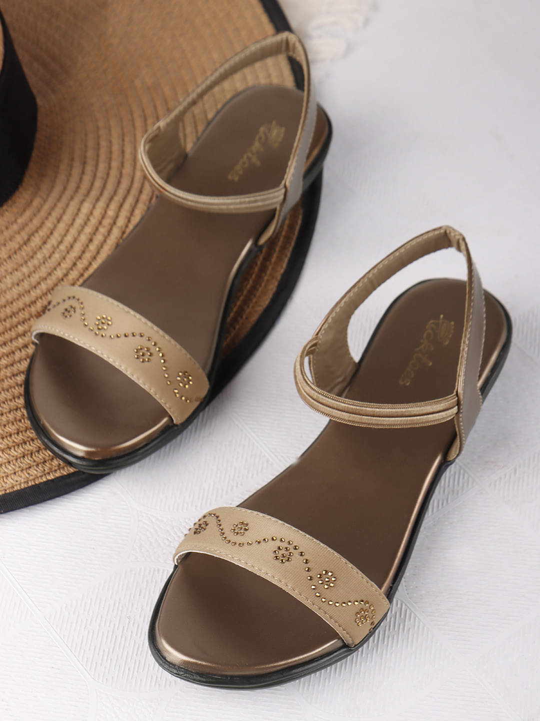     			Picktoes Gold Women's Sandal Heels