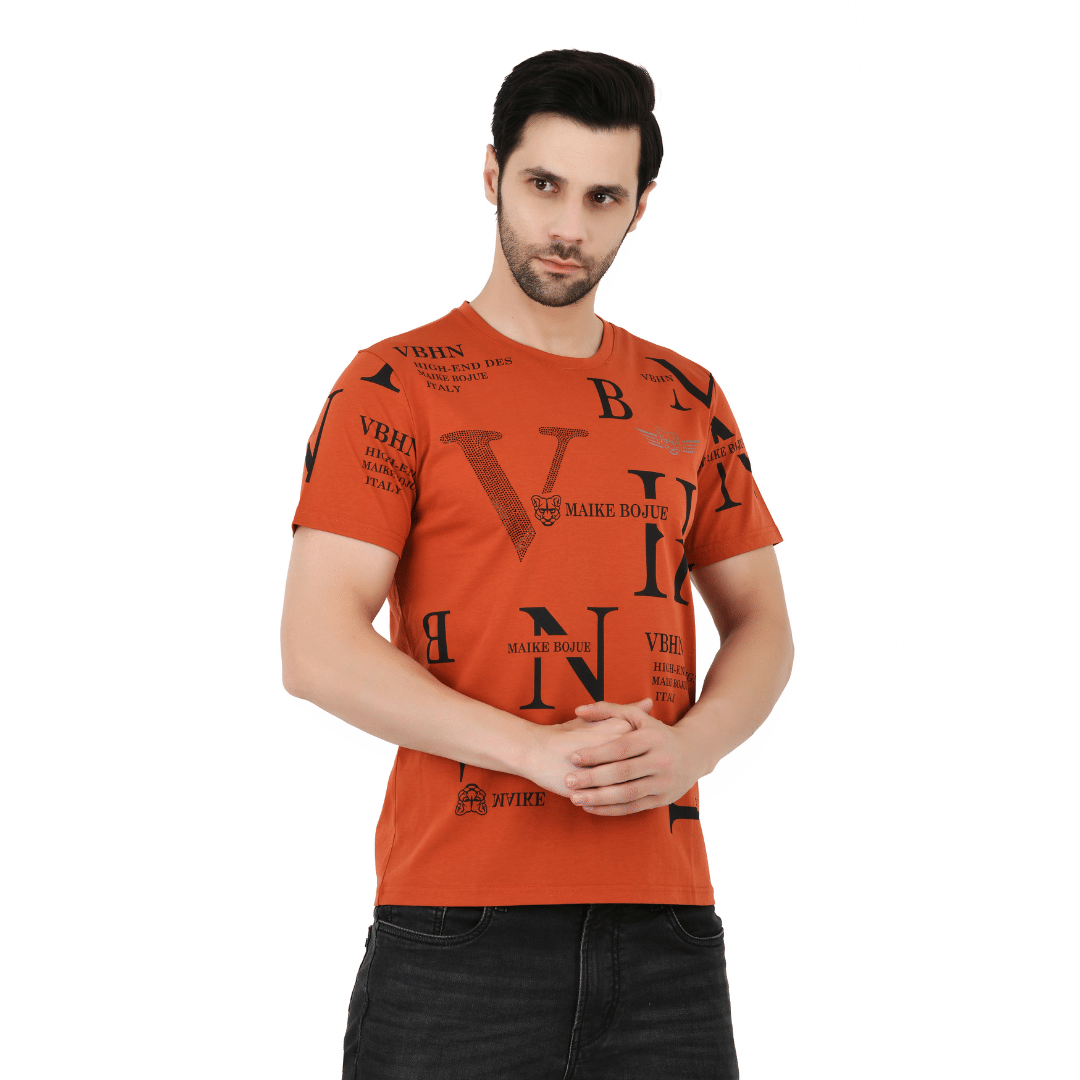 Sageware Men Cotton Regular Fit Solid T-Shirt ( Orange ) Sageware Men Cotton Regular Fit Solid T-Shirt ( Orange )