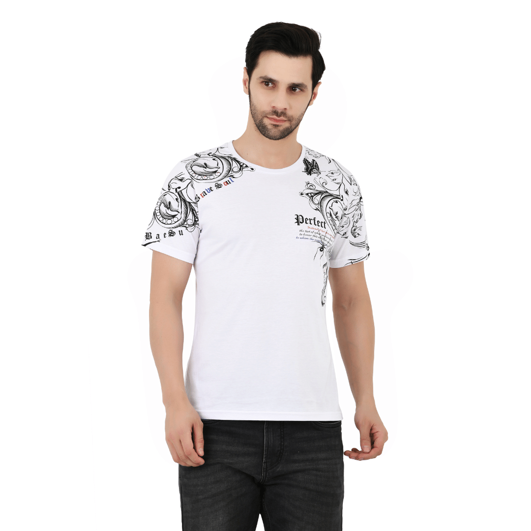 Sageware Men Cotton Regular Fit Solid T-Shirt ( White ) Sageware Men Cotton Regular Fit Solid T-Shirt ( White )