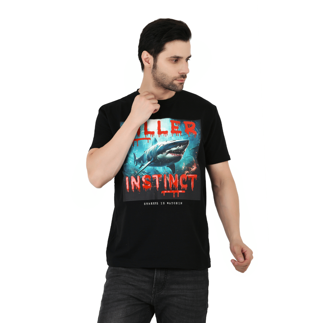 Sageware Men Cotton Regular Fit Printed T-Shirt ( Black ) Sageware Men Cotton Regular Fit Printed T-Shirt ( Black )