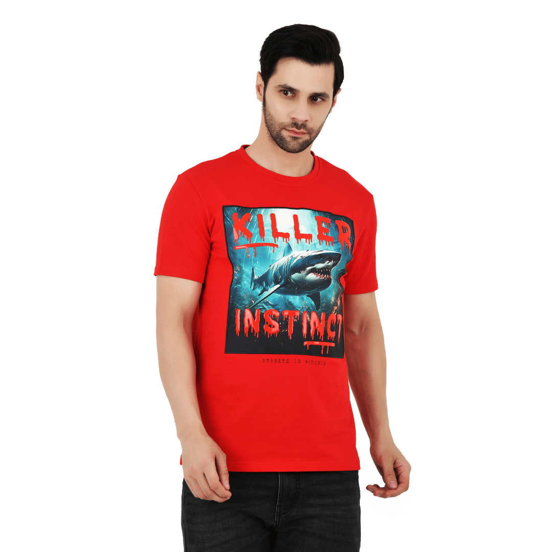 Sageware Men Cotton Regular Fit Printed T-Shirt ( Red ) Sageware Men Cotton Regular Fit Printed T-Shirt ( Red )