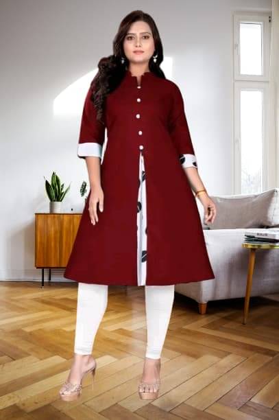     			TEXPA FASHION Women Cotton Flex Solid A-line Kurti ( Maroon )