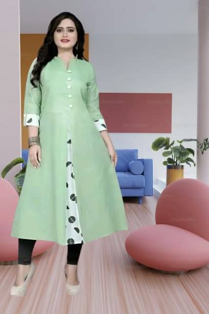     			TEXPA FASHION Women Cotton Flex Solid A-line Kurti ( Dark Green )