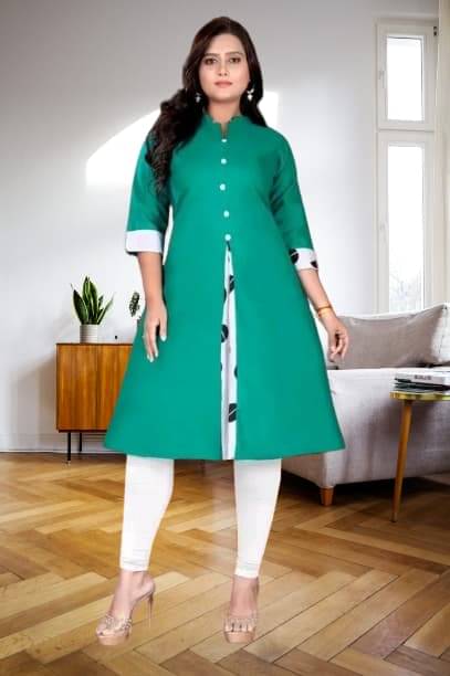    			TEXPA FASHION Women Cotton Flex Solid A-line Kurti ( Dark Green )
