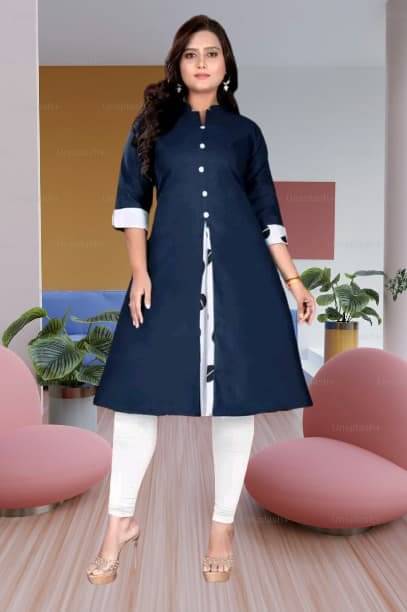     			Zorista Women Cotton Flex Solid A-line Kurti ( Blue )
