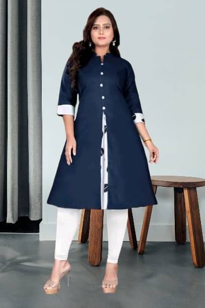     			Zorista Women Cotton Flex Solid A-line Kurti ( Blue )