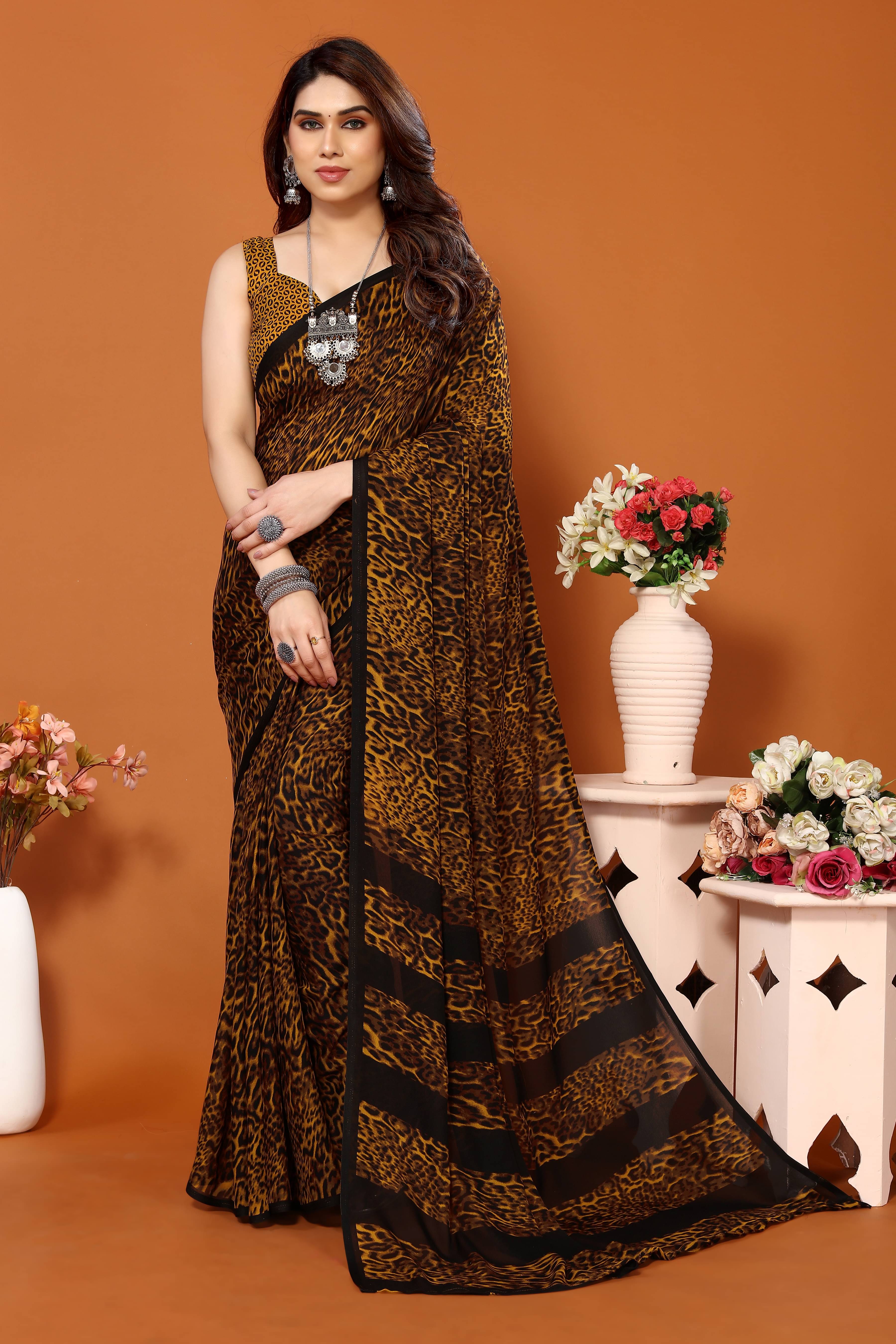 ANAND SAREES Georgette Printed Chanderi saree With Unstitched Blouse Piece ( Yellow ) ANAND SAREES Georgette Printed Chanderi saree With Unstitched Blouse Piece ( Yellow )