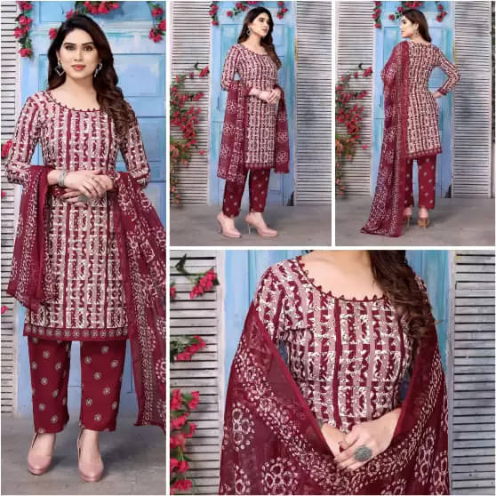 ANNAPURNA CREATION Women Crepe Unstitched Dress Material ( Maroon ) ANNAPURNA CREATION Women Crepe Unstitched Dress Material ( Maroon )