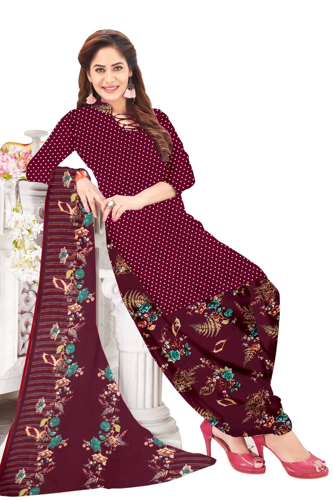 ANNAPURNA CREATION Women Crepe Unstitched Dress Material ( Maroon ) ANNAPURNA CREATION Women Crepe Unstitched Dress Material ( Maroon )