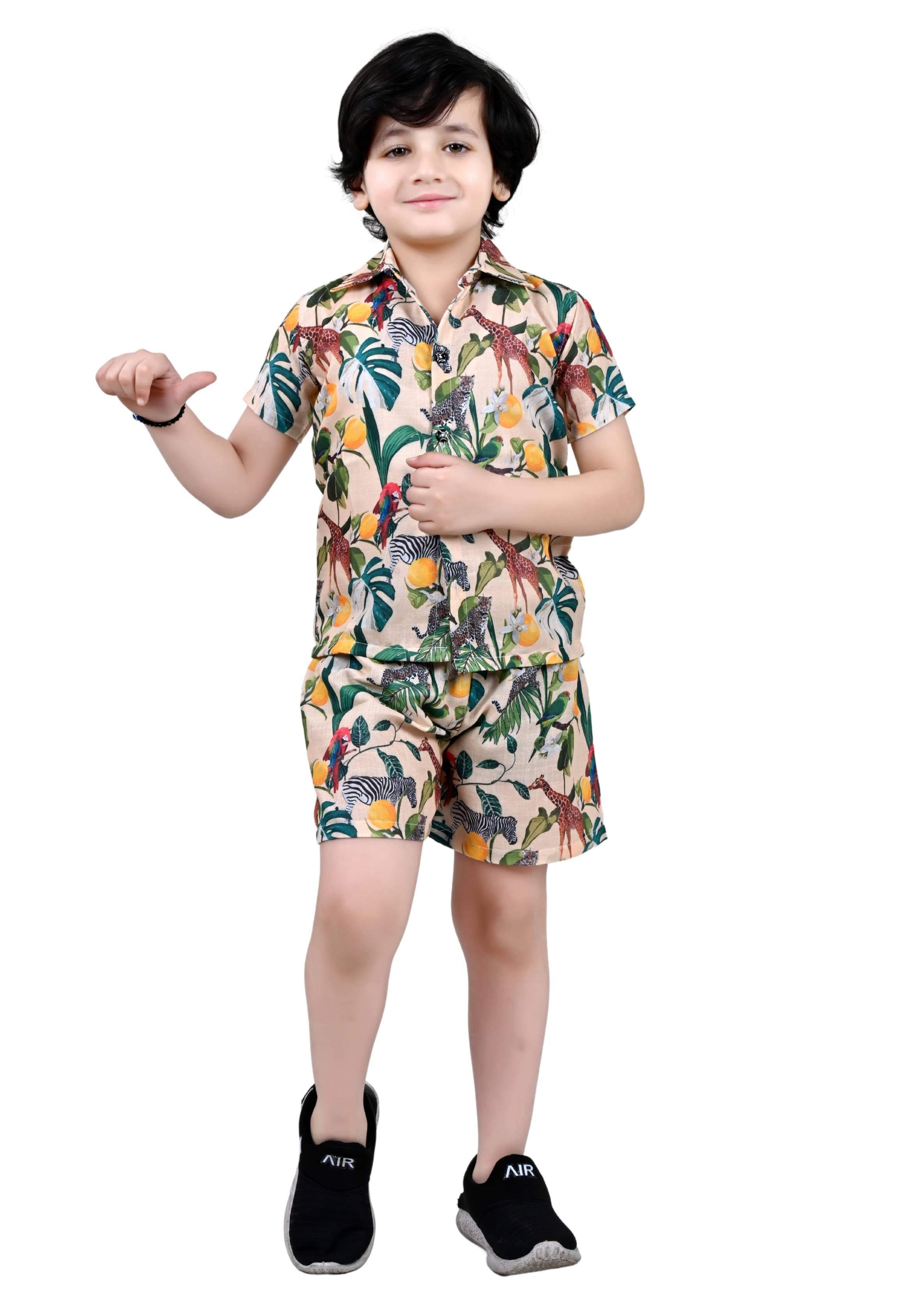 Arshia Fashions Pack of 1 Baby Boys Cotton Blend Shirt & Shorts ( Green ) Arshia Fashions Pack of 1 Baby Boys Cotton Blend Shirt & Shorts ( Green )