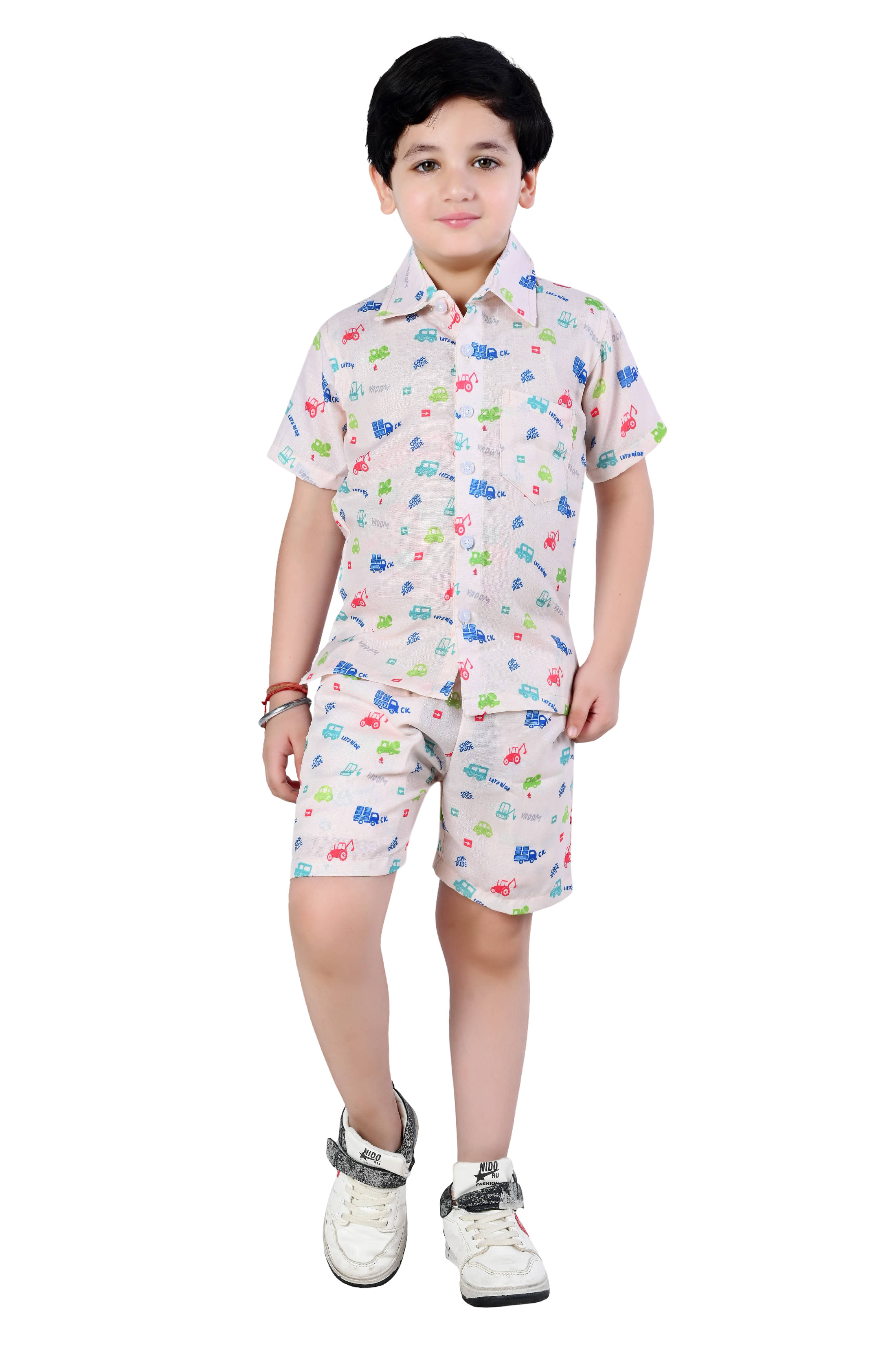Arshia Fashions Pack of 1 Baby Boys Cotton Blend Shirt & Shorts ( Cream ) Arshia Fashions Pack of 1 Baby Boys Cotton Blend Shirt & Shorts ( Cream )