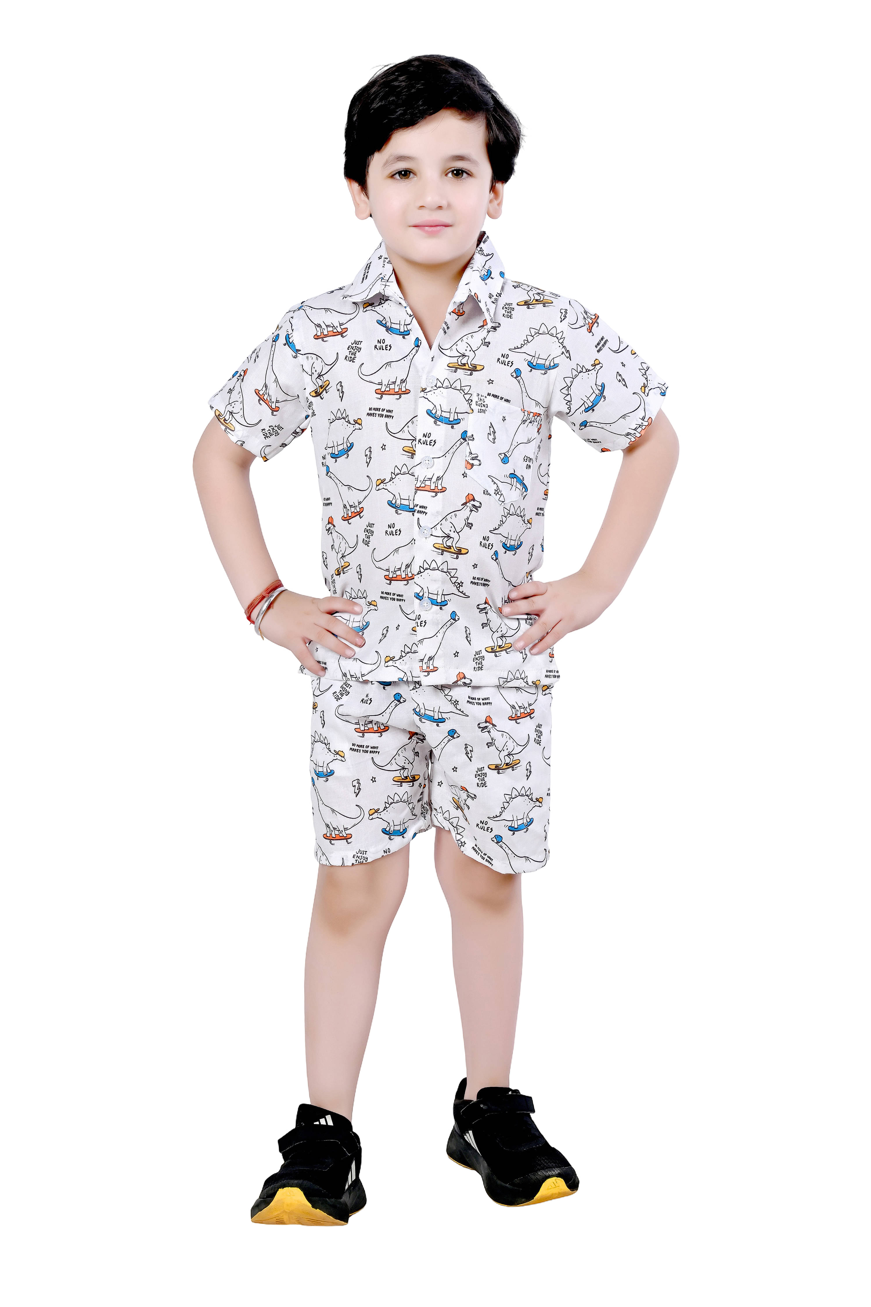 Arshia Fashions Pack of 1 Baby Boys Cotton Blend Shirt & Shorts ( White ) Arshia Fashions Pack of 1 Baby Boys Cotton Blend Shirt & Shorts ( White )