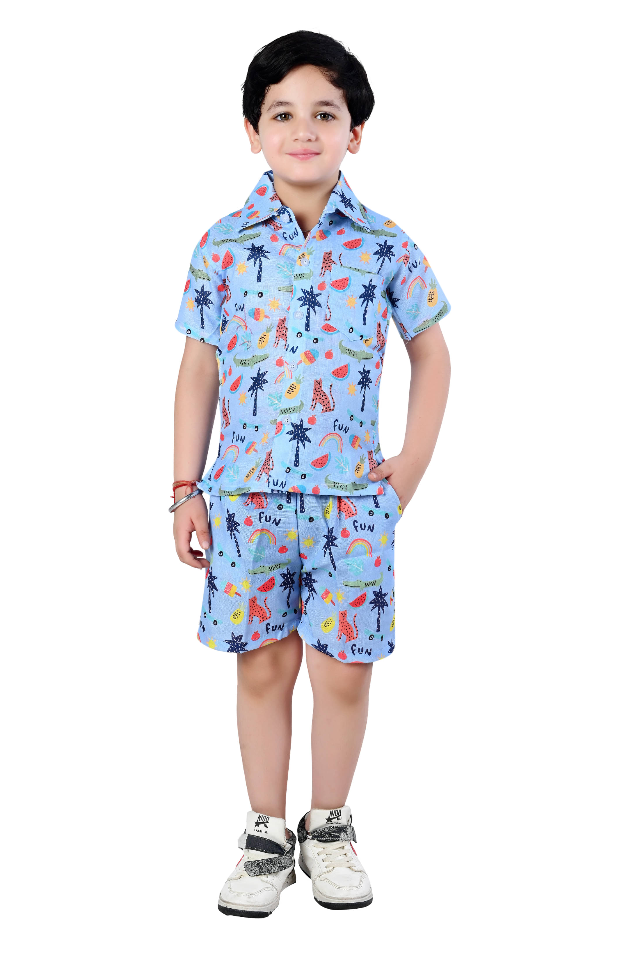     			Arshia Fashions Pack of 1 Baby Boys Cotton Blend Shirt & Shorts ( Blue )