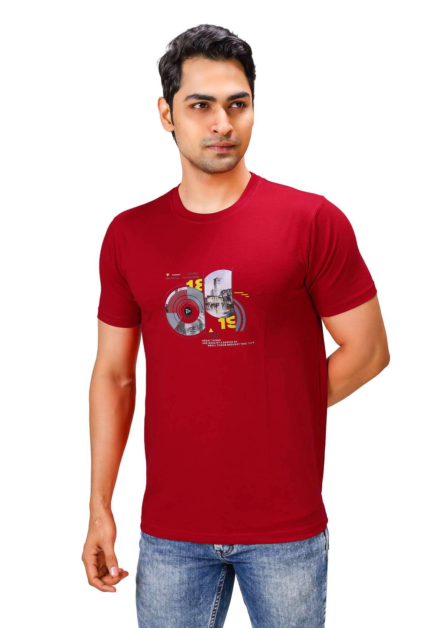     			BIG INNING Men Cotton Blend Regular Fit Printed T-Shirt ( Red )