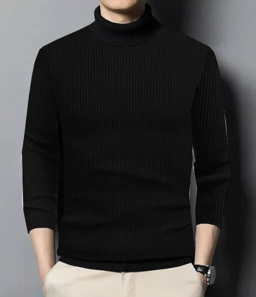 CAT BUNNY Woollen High Neck Men's Sweatshirt - Black ( Pack of 1 ) CAT BUNNY Woollen High Neck Men's Sweatshirt - Black ( Pack of 1 )