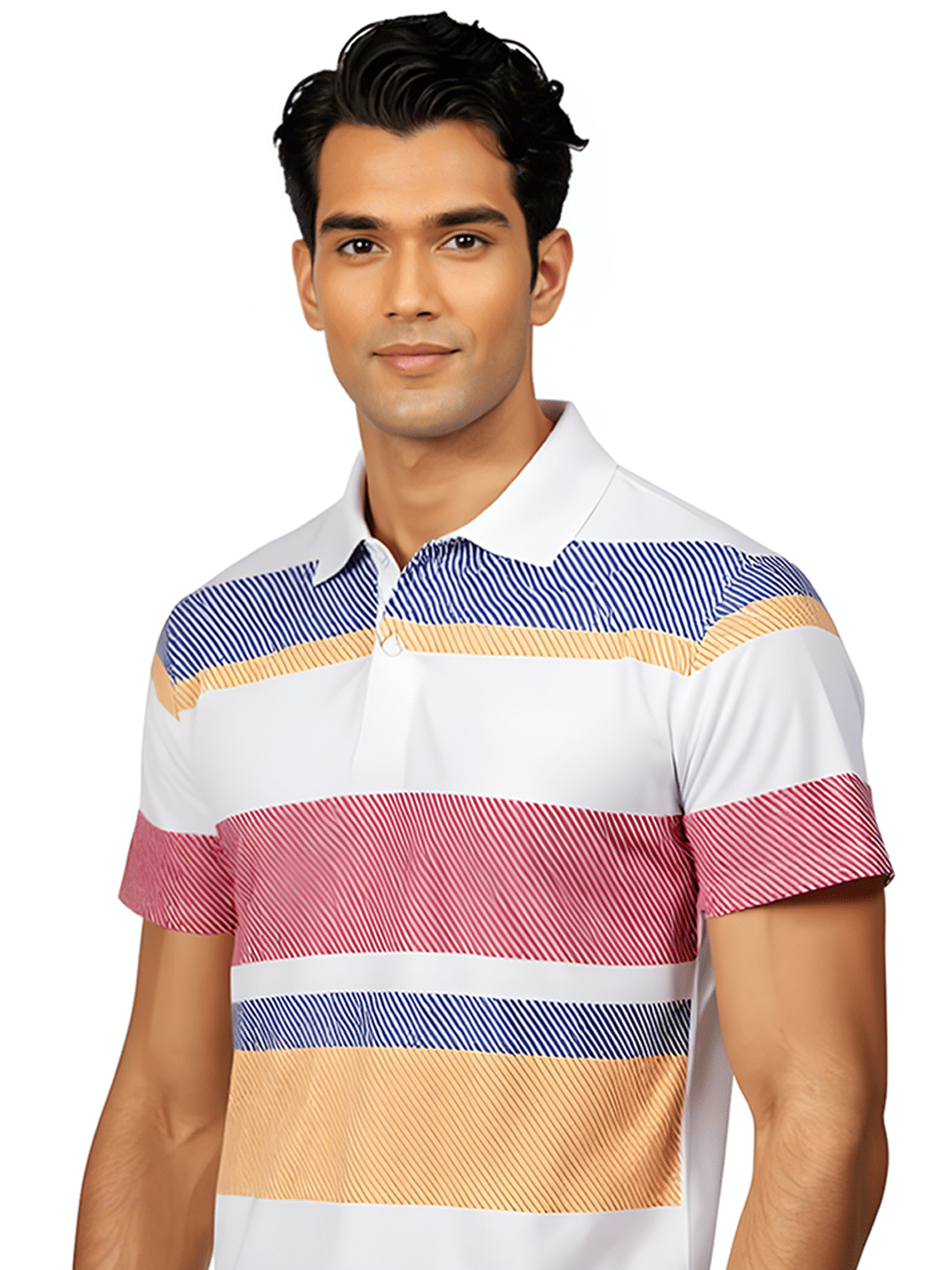     			COCOSOUL Men Cotton Blend Regular Fit Striped Polo T Shirt ( White )