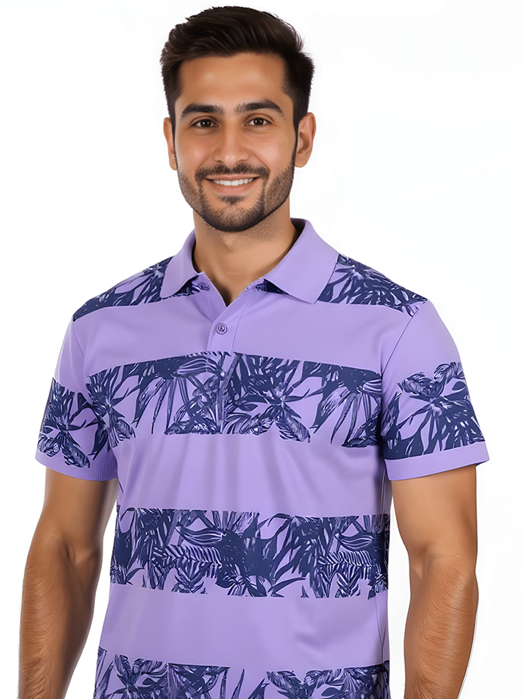 COCOSOUL Men Cotton Blend Regular Fit Printed Polo T Shirt ( Lavender ) COCOSOUL Men Cotton Blend Regular Fit Printed Polo T Shirt ( Lavender )