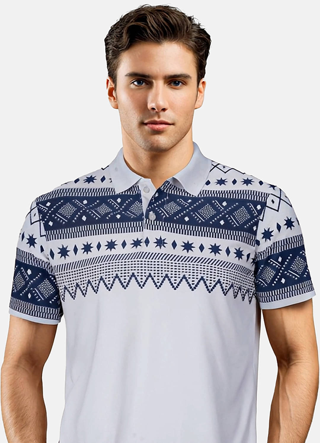 COCOSOUL Men Cotton Blend Regular Fit Printed Polo T Shirt ( White )     			COCOSOUL Men Cotton Blend Regular Fit Printed Polo T Shirt ( White )