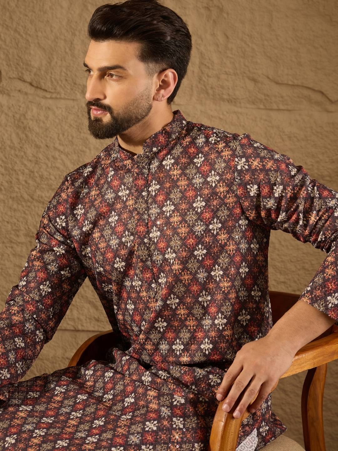 Ethnic Bay Brown Viscose Men's Regular Kurta ( Pack of 1 )     			Ethnic Bay Brown Viscose Men's Regular Kurta ( Pack of 1 )