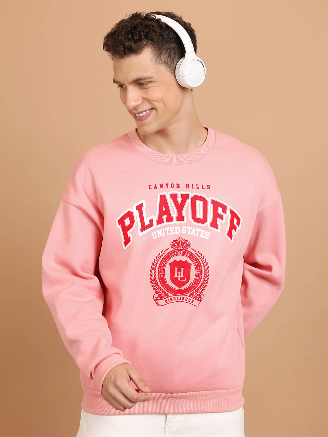Highlander Polyester Round Neck Men's Sweatshirt - Pink ( Pack of 1 ) Highlander Polyester Round Neck Men's Sweatshirt - Pink ( Pack of 1 )
