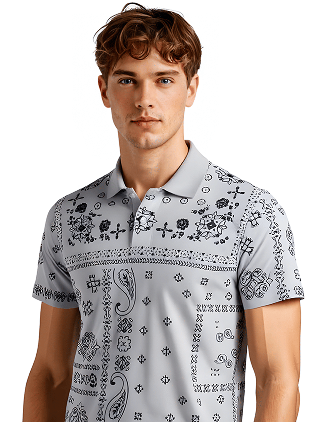 Hushbucks Men Cotton Blend Regular Fit Printed Polo T Shirt ( Grey )