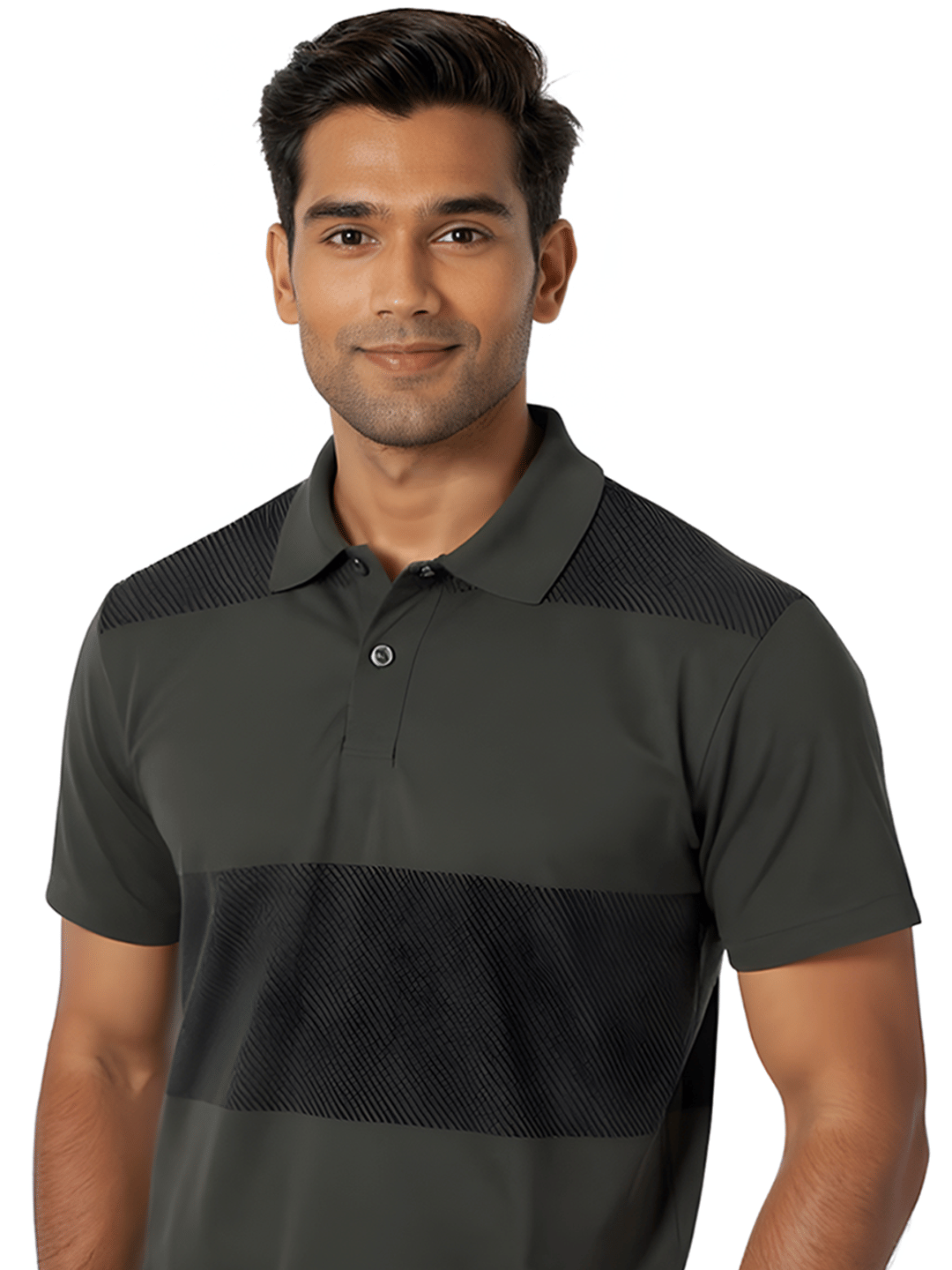     			Hushbucks Men Cotton Blend Regular Fit Colorblock Polo T Shirt ( Olive )