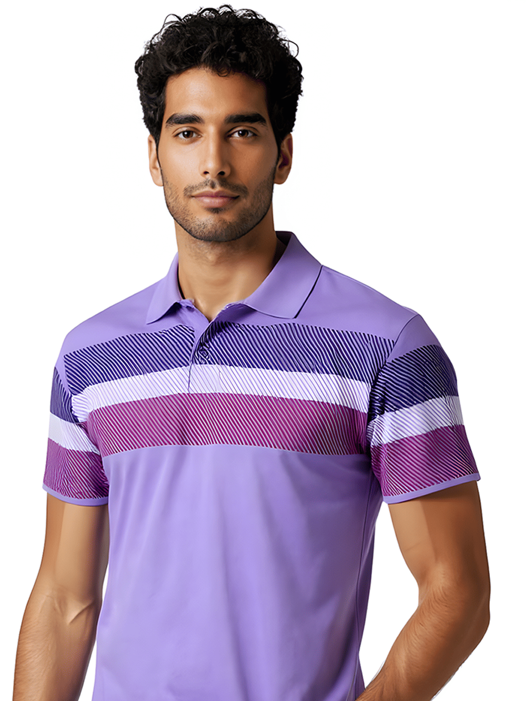 Hushbucks Men Cotton Blend Regular Fit Striped Polo T Shirt ( Lavender ) Hushbucks Men Cotton Blend Regular Fit Striped Polo T Shirt ( Lavender )