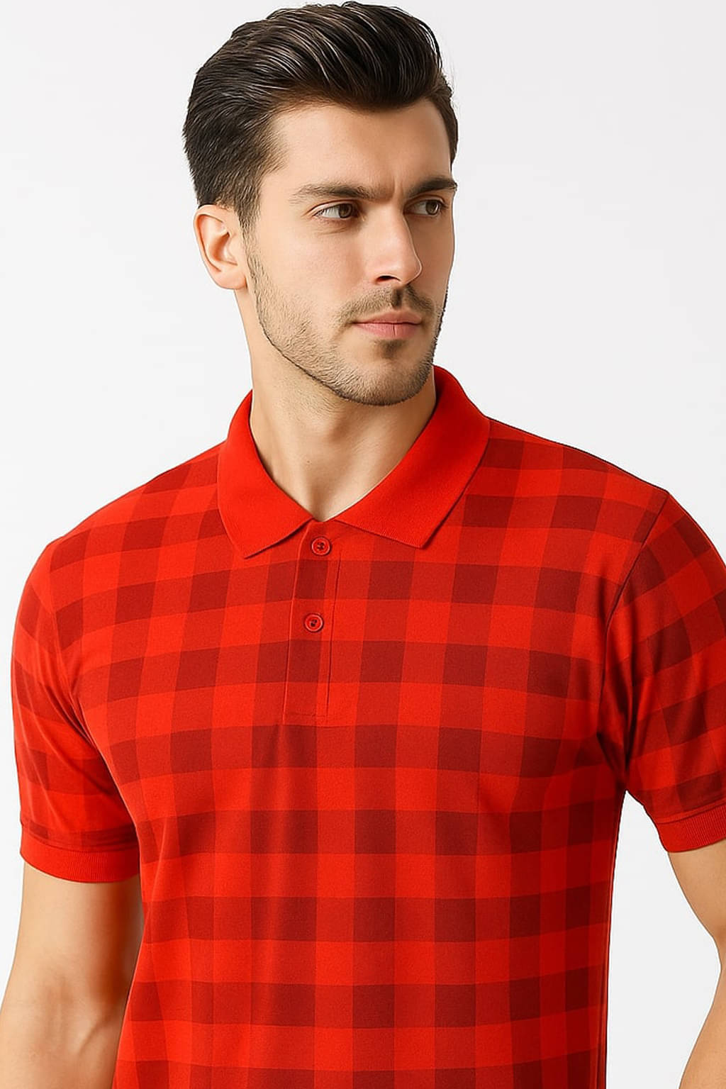 Hushbucks Men Cotton Blend Regular Fit Checks Polo T Shirt ( Rust ) Hushbucks Men Cotton Blend Regular Fit Checks Polo T Shirt ( Rust )