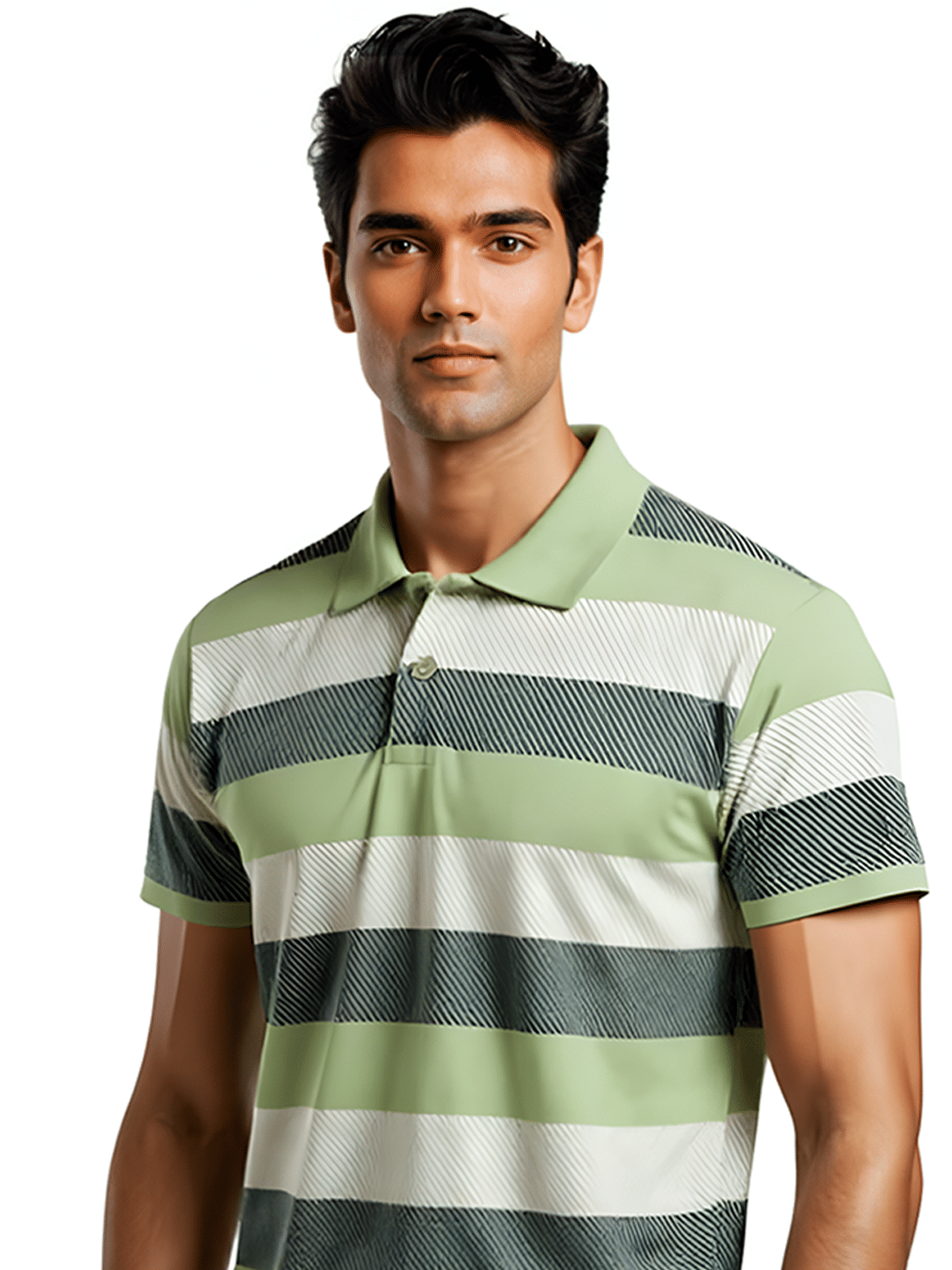     			Hushbucks Men Cotton Blend Regular Fit Striped Polo T Shirt ( Sea Green )
