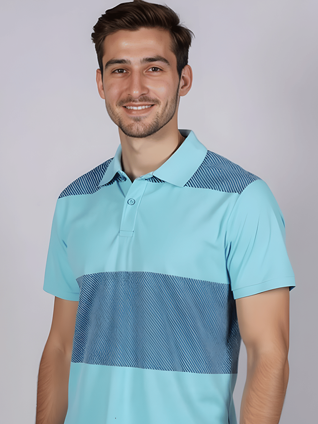 Hushbucks Men Cotton Blend Regular Fit Colorblock Polo T Shirt ( Turquoise ) Hushbucks Men Cotton Blend Regular Fit Colorblock Polo T Shirt ( Turquoise )