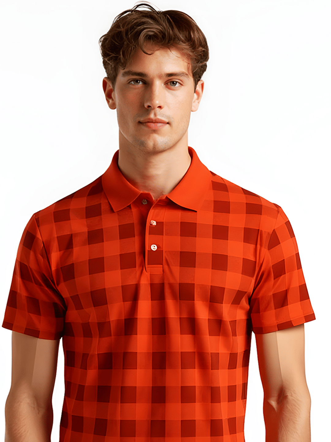 Hushbucks Men Cotton Blend Regular Fit Checks Polo T Shirt ( Orange ) Hushbucks Men Cotton Blend Regular Fit Checks Polo T Shirt ( Orange )