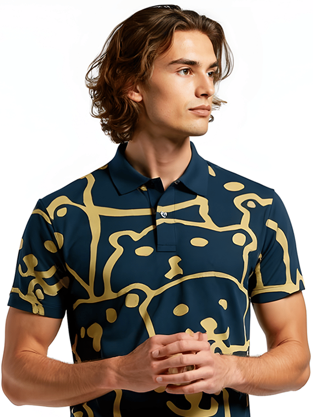     			Hushbucks Men Cotton Blend Regular Fit Printed Polo T Shirt ( Green )
