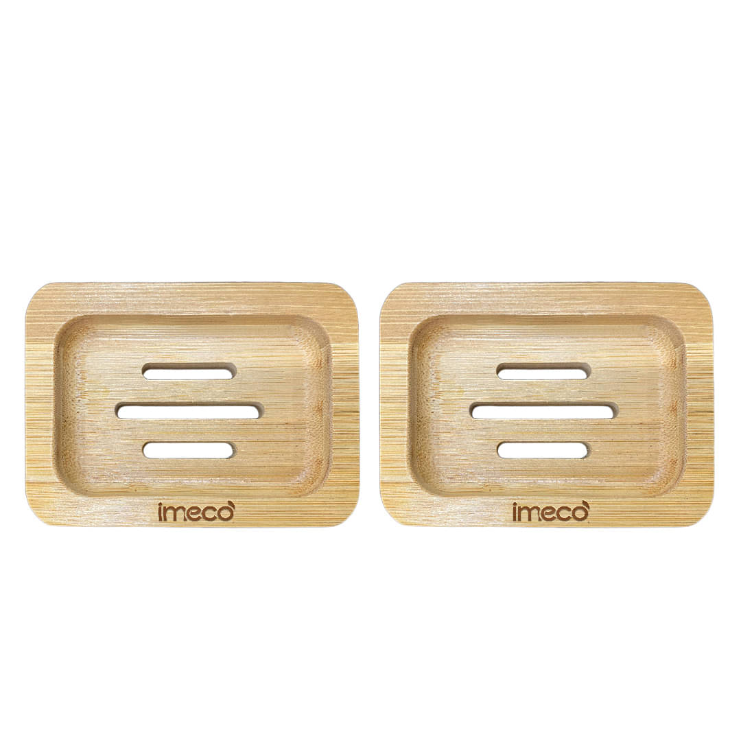 IMECO Bamboo Soap Tray | Self-Draining, Waterproof, Beewax Coated Bathroom & Kitchen Accessory | Ecofriendly Soap Case (Pack of 2) IMECO Bamboo Soap Tray | Self-Draining, Waterproof, Beewax Coated Bathroom & Kitchen Accessory | Ecofriendly Soap Case (Pack of 2)