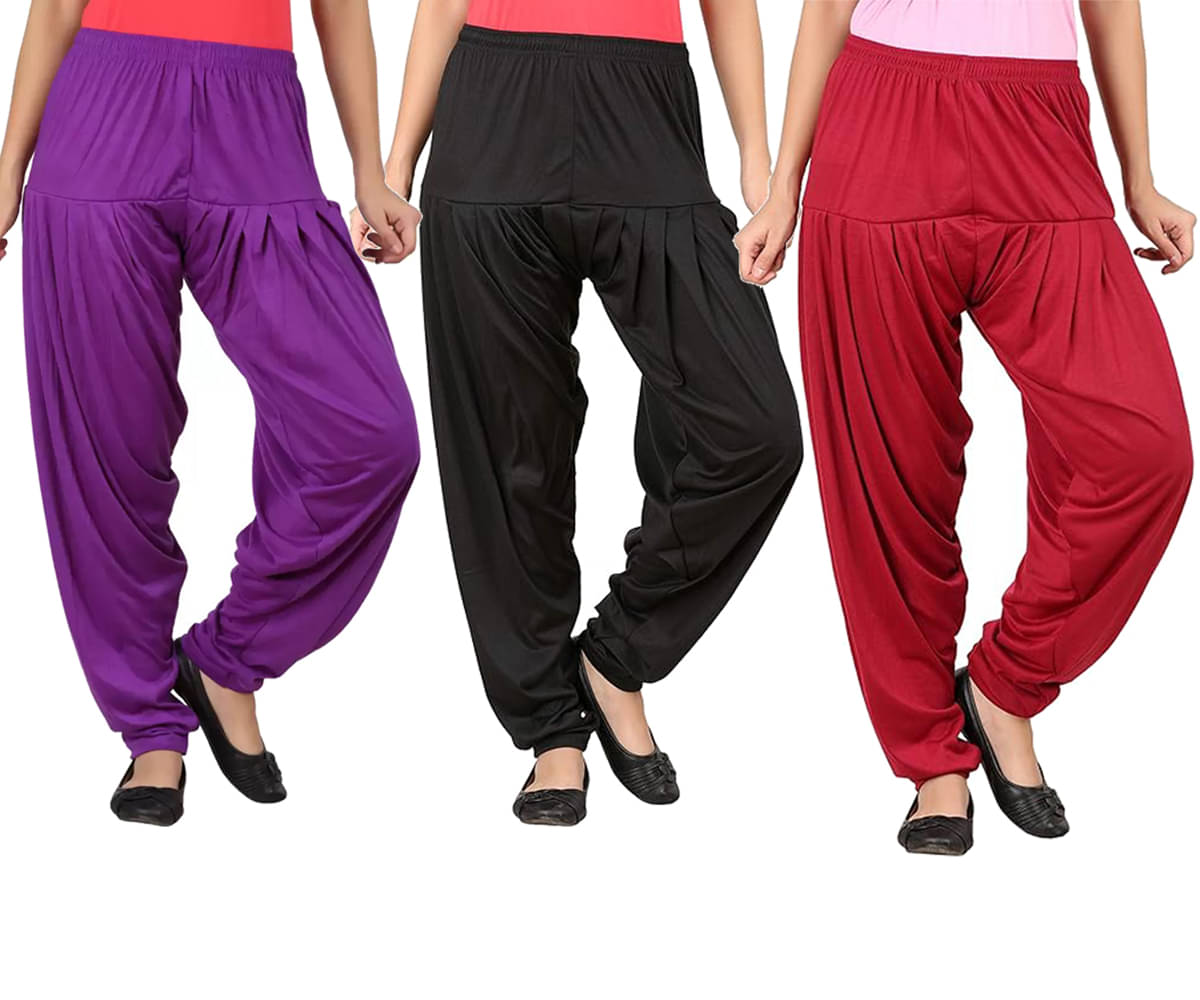 JUST TRY FASHION Pack of 3 Viscose Women's Patiala ( Multicolor )     			JUST TRY FASHION Pack of 3 Viscose Women's Patiala ( Multicolor )