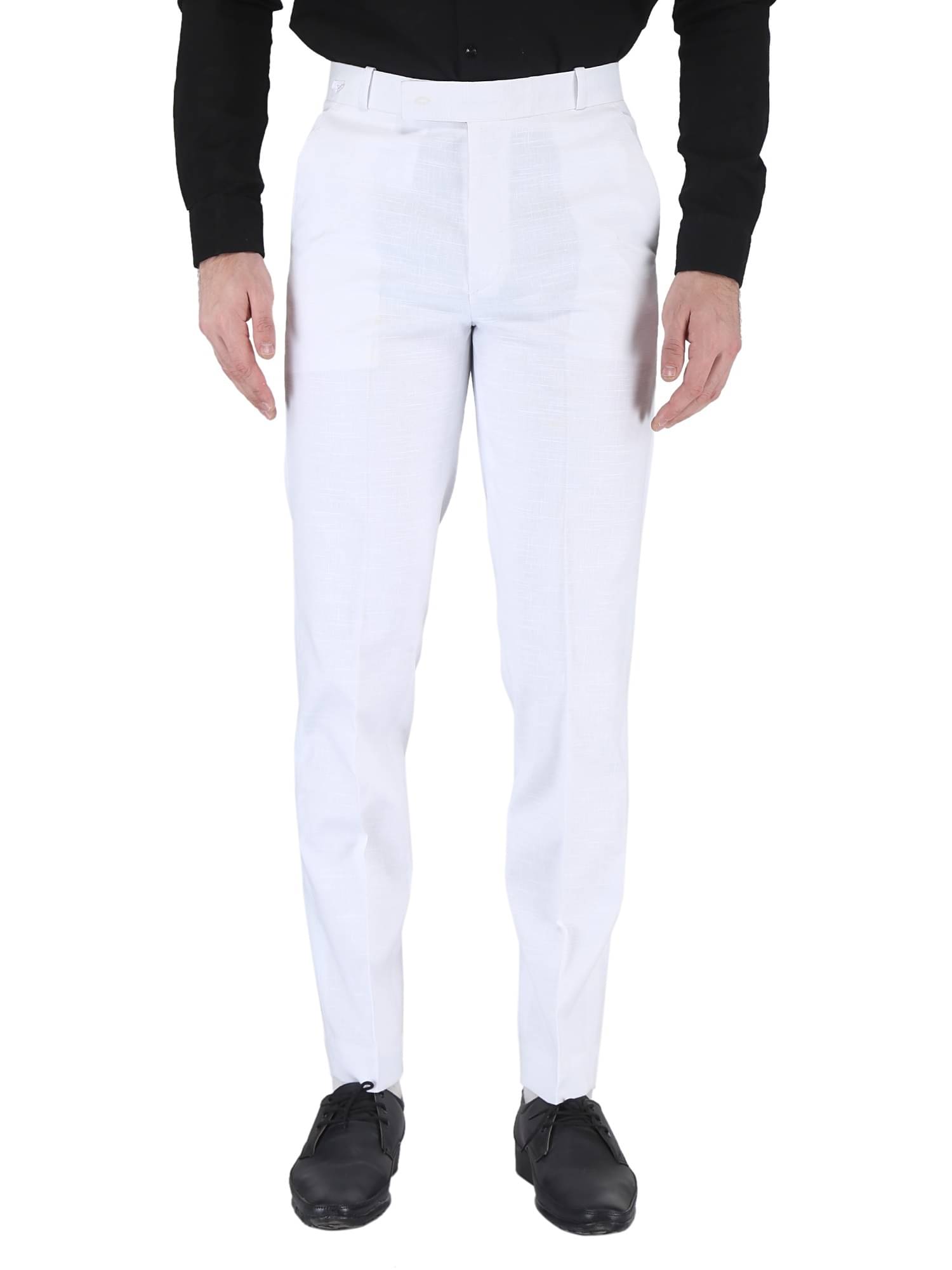     			K.S.BRAND Regular Flat Men's Formal Trouser - White ( Pack of 1 )