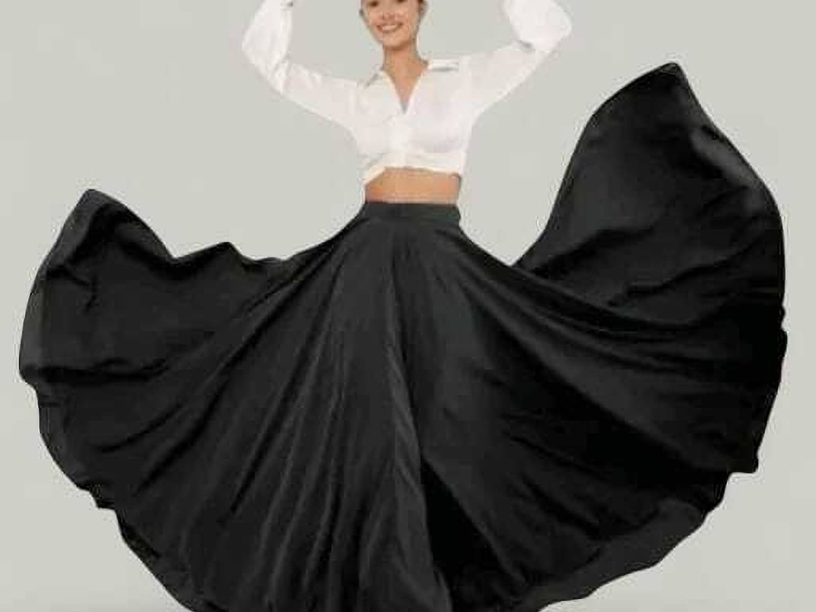     			KAHARA Black Crepe Women's Flared Skirt ( Pack of 1 )