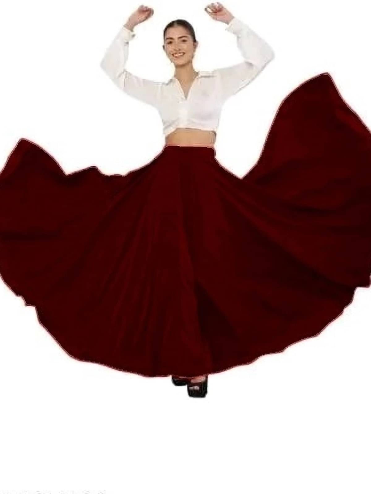 KAHARA Maroon Crepe Women's Flared Skirt ( Pack of 1 ) KAHARA Maroon Crepe Women's Flared Skirt ( Pack of 1 )