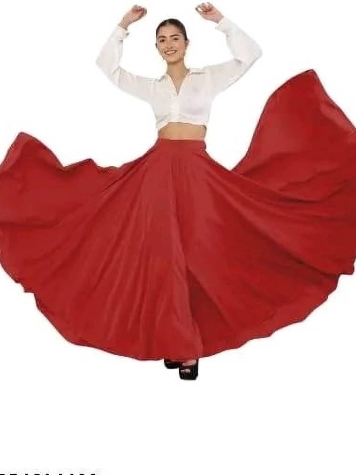 KAHARA Red Crepe Women's Flared Skirt ( Pack of 1 ) KAHARA Red Crepe Women's Flared Skirt ( Pack of 1 )