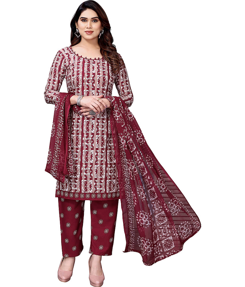 Kashvi Sarees Women Crepe Unstitched Dress Material ( WHITE ) - Unstitched Fabrics | Buy online on ZillyBuy