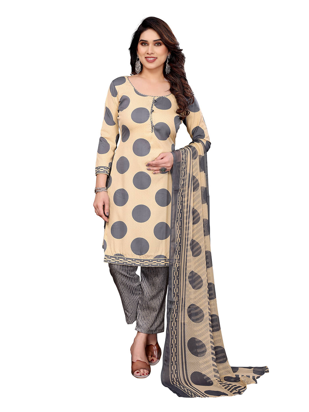     			Kashvi Sarees Women Crepe Unstitched Dress Material ( CREAM )