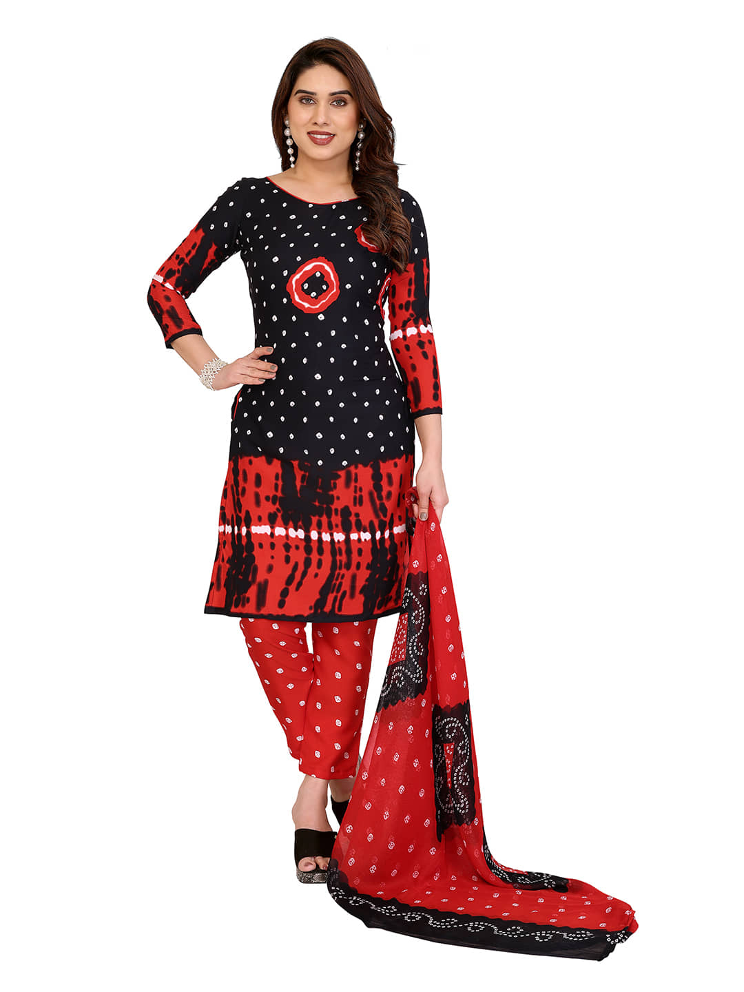 Kashvi Sarees Women Crepe Unstitched Dress Material ( BLACK ) - Unstitched Fabrics | Buy online on ZillyBuy