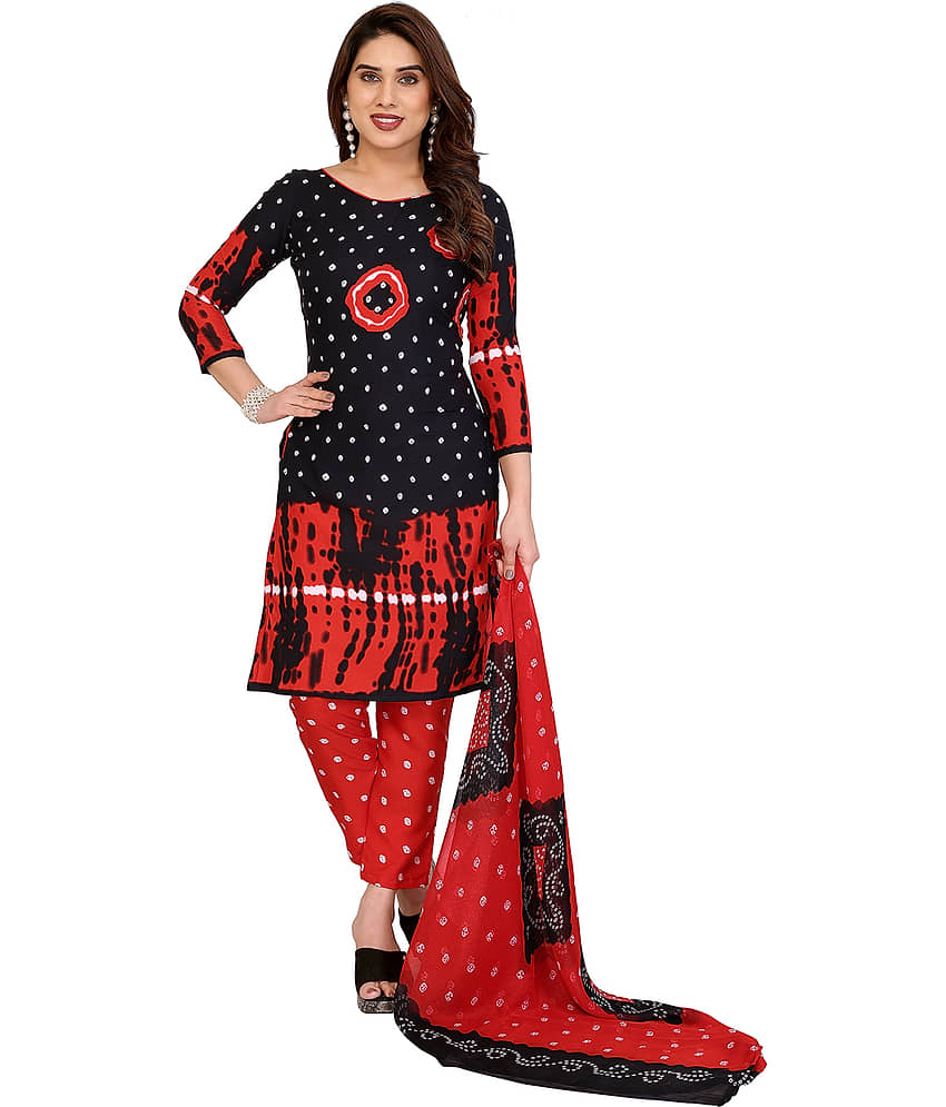Kashvi Sarees Women Crepe Unstitched Dress Material ( BLACK ) - Unstitched Fabrics | Buy online on ZillyBuy