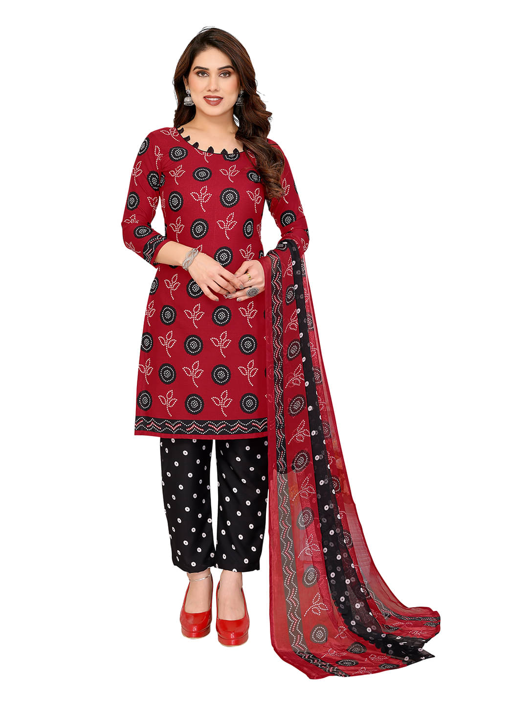 Kashvi Sarees Women Crepe Unstitched Dress Material ( Maroon ) Kashvi Sarees Women Crepe Unstitched Dress Material ( Maroon )