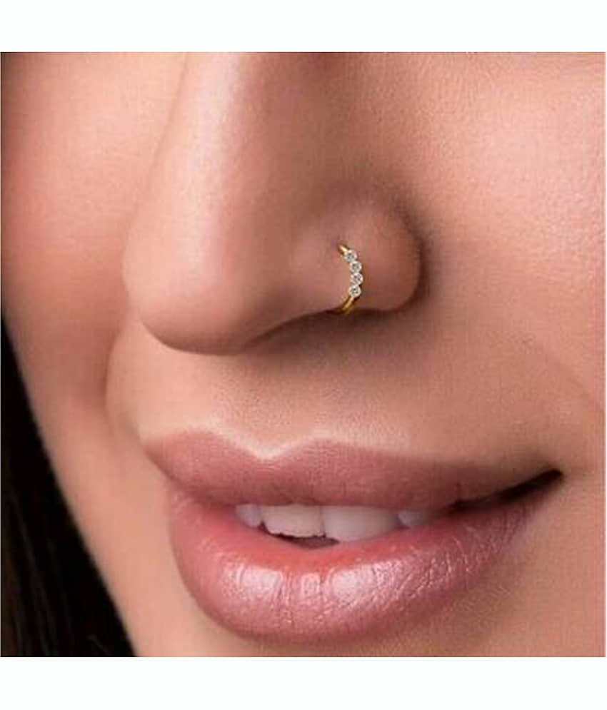 Nath Ek Nag Ki Nose Pin Buy I Jewels Antique Gold-Plated Pink