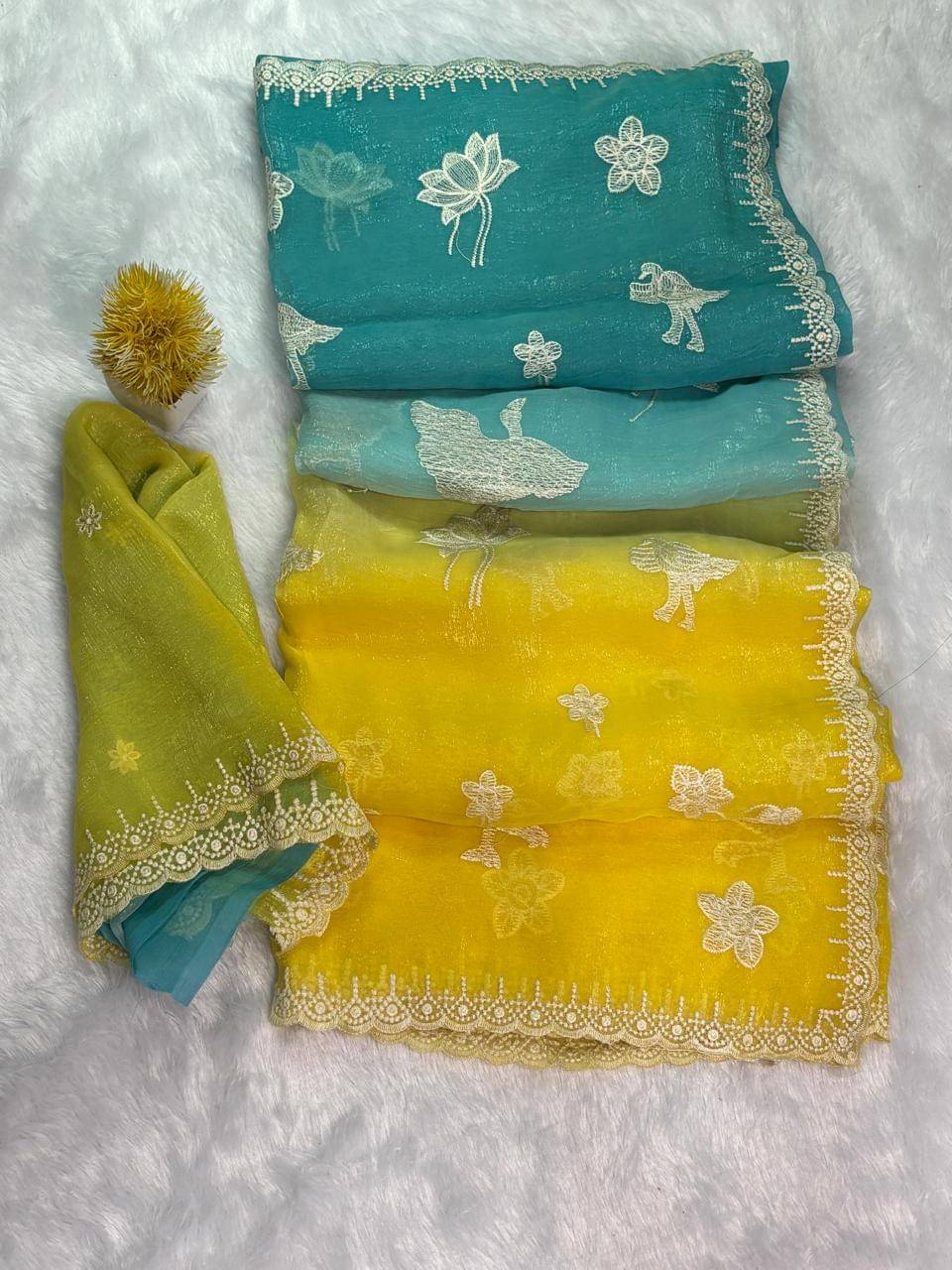 Sanjana Silk Chanderi Embroidered Chanderi saree With Unstitched Blouse Piece ( Yellow )     			Sanjana Silk Chanderi Embroidered Chanderi saree With Unstitched Blouse Piece ( Yellow )