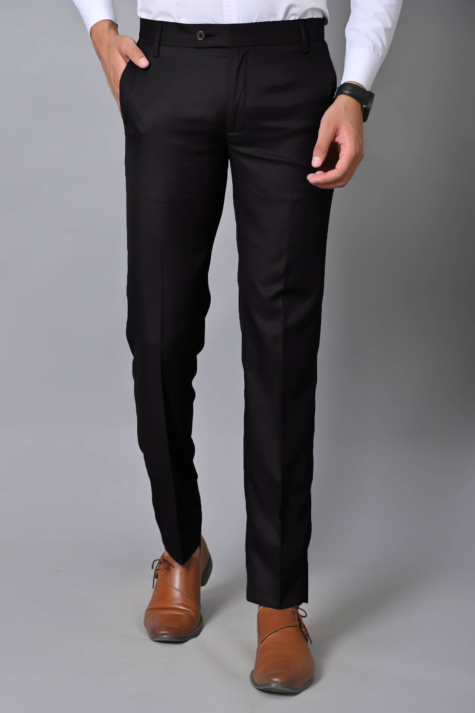     			SatyStyle Slim Pleated Men's Formal Trouser - Black ( Pack of 1 )