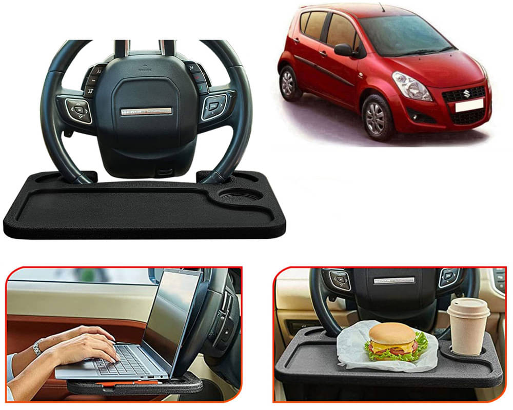 Steering Wheel Desk for Laptop, Multipurpose Travel Accessories, Seat Stand Trays for Eating, Under Table Console (Black) Ritz Type-2     			Steering Wheel Desk for Laptop, Multipurpose Travel Accessories, Seat Stand Trays for Eating, Under Table Console (Black) Ritz Type-2