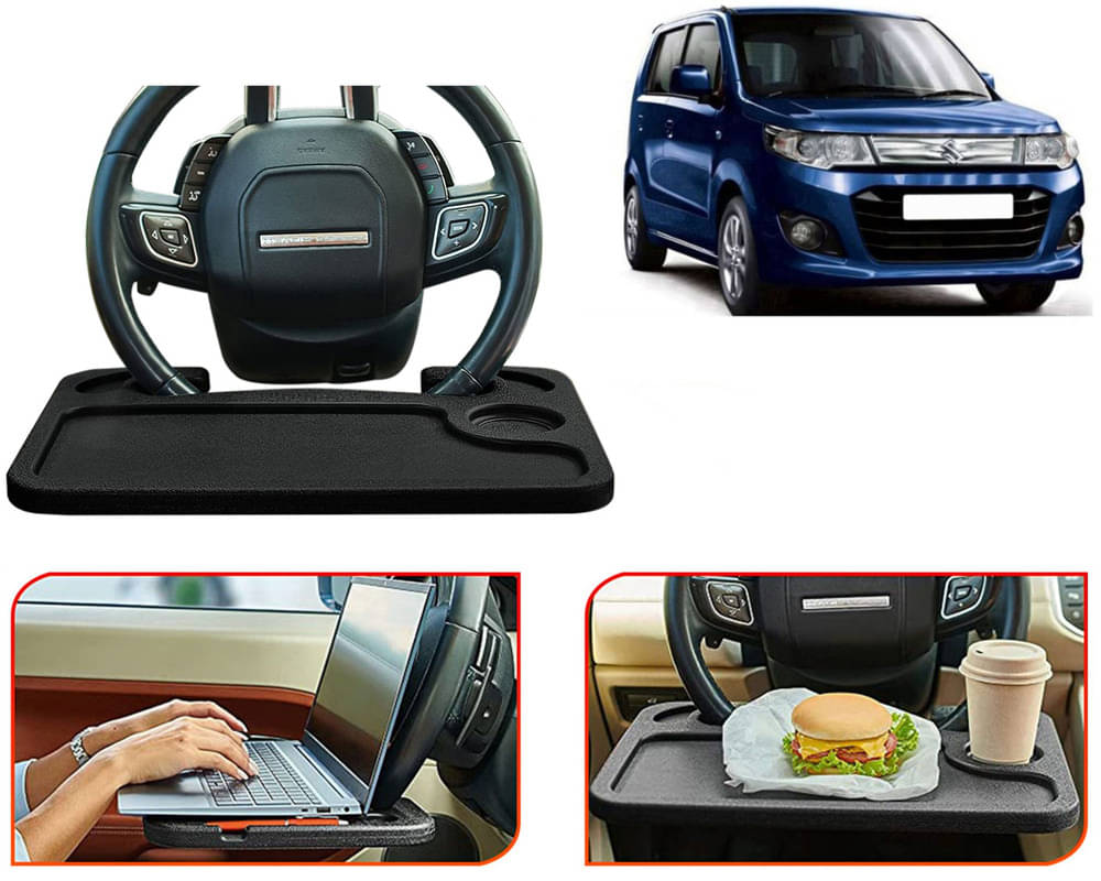     			Steering Wheel Desk for Laptop, Multipurpose Travel Accessories, Seat Stand Trays for Eating, Under Table Console (Black) Wagon R 2017