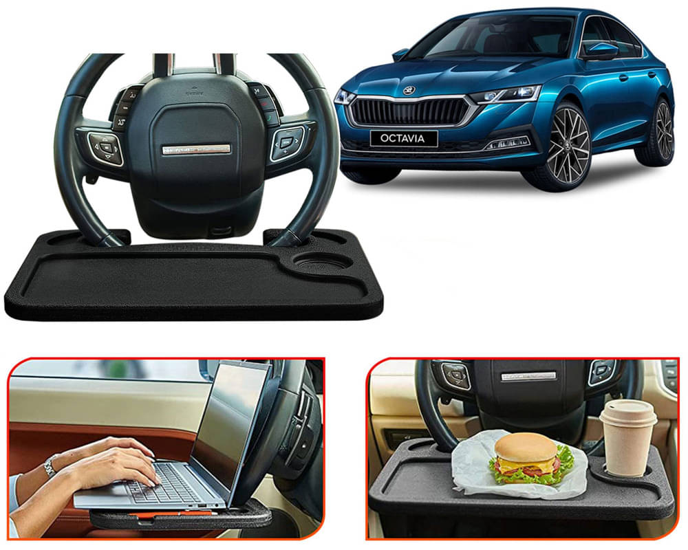Steering Wheel Desk for Laptop, Multipurpose Travel Accessories, Seat Stand Trays for Eating, Under Table Console (Black) Octavia 2021     			Steering Wheel Desk for Laptop, Multipurpose Travel Accessories, Seat Stand Trays for Eating, Under Table Console (Black) Octavia 2021
